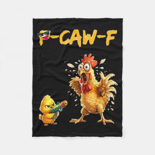 Funny Chicken Humor Quote Rooster Meme Caw F For M Fleece Blanket