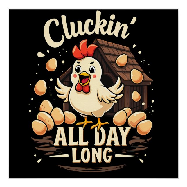 Funny Chicken Humour Rustic Farm Life Throw Pillow Poster (Front)