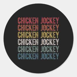 Funny Chicken Jockey Stacked Repeat Font Fun Gag M Classic Round Sticker