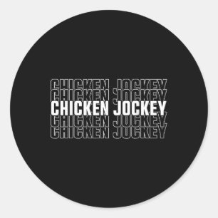 Funny Chicken Jockey Stacked Repeat Font Fun Gag M Classic Round Sticker