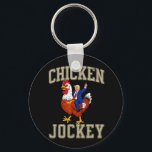 Funny Chicken Jockey Trump  Key Ring<br><div class="desc">Funny Chicken Jockey Trump</div>