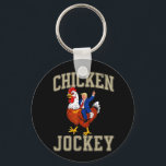 Funny Chicken Jockey Trump  Key Ring<br><div class="desc">Funny Chicken Jockey Trump</div>