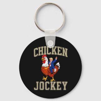 Funny Chicken Jockey Trump Key Ring