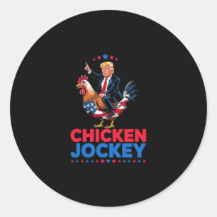 Funny Chicken Jockey Trump Meme  Classic Round Sticker