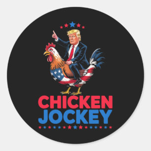 Funny Chicken Jockey Trump Meme Classic Round Sticker