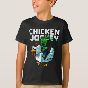 Funny Chicken Jockey Zombie Pixel Art Gamer Shirt 