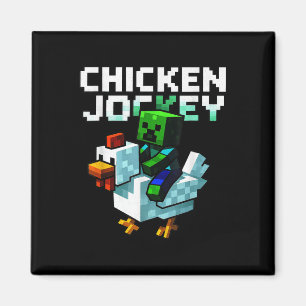 Funny Chicken Jockey Zombie Pixel Art Gamer Shirt  Magnet