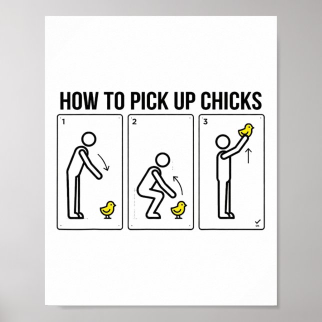Funny Chicken Jokes For Men How To Pick Up Chicks  Poster (Front)