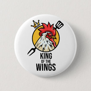 Funny Chicken King Wings Fans Bbq Drumstick Gift F 6 Cm Round Badge