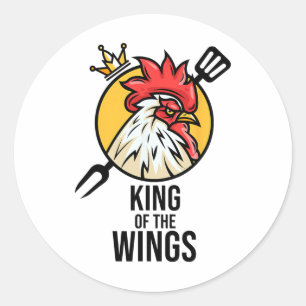 Funny Chicken King Wings Fans Bbq Drumstick Gift F Classic Round Sticker