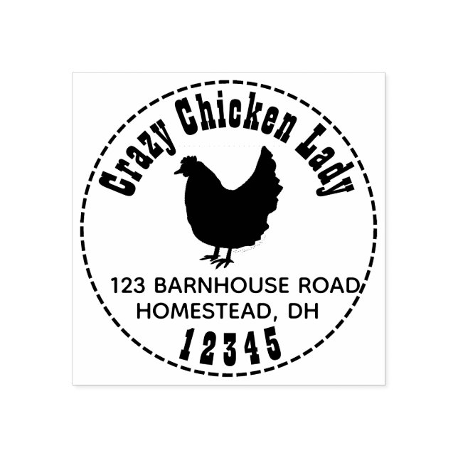 Funny Chicken Lady Silhouette Return Address Farm  Rubber Stamp (Imprint)