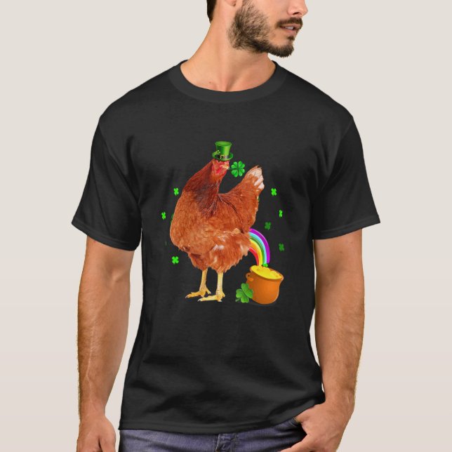 Funny Chicken Leprechaun Hat St  Patrick's Day Sha T-Shirt (Front)