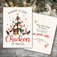 Funny Chicken List Christmas Tree Cute Humor