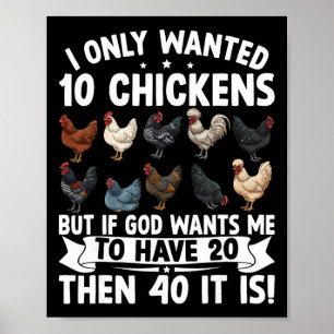 Funny Chicken Lover Farming Men Women Poultry Farm Poster