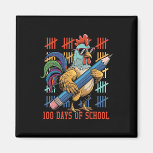 Funny Chicken Lovers Teacher Happy 100 Days Of Sch Magnet