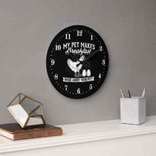 funny chicken lovers word art large clock