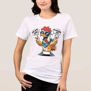 Funny Chicken Mascot T-Shirt –Bold Pop Art Cartoon Tri-Blend Shirt