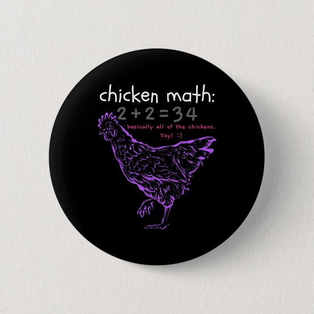 Funny Chicken Math  6 Cm Round Badge (Front)