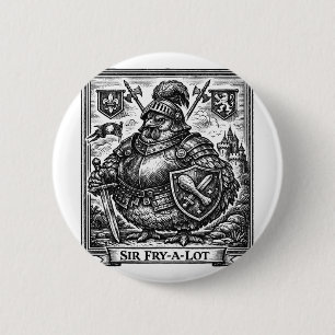 Funny Chicken Mediaeval Knight Sir-fry-a-lot Chick 6 Cm Round Badge