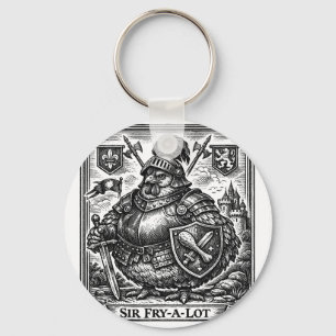 Funny Chicken Mediaeval Knight Sir-fry-a-lot Chick Key Ring