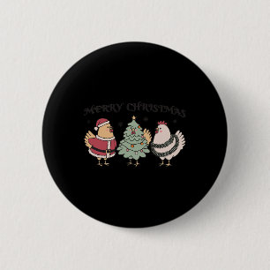 Funny Chicken Merry Christmas Holiday Farm Animal  6 Cm Round Badge