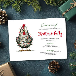 Funny Chicken Minimalist Holiday Party Printable Invitation