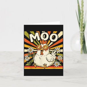 Funny Chicken Moo Retro Farm Animal Wildflower Card