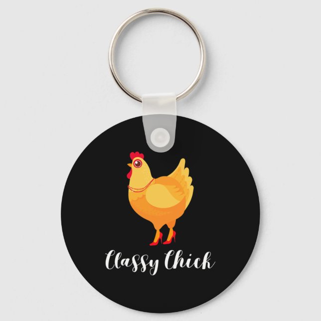 Funny Chicken Mum Cly Chick  Key Ring (Front)