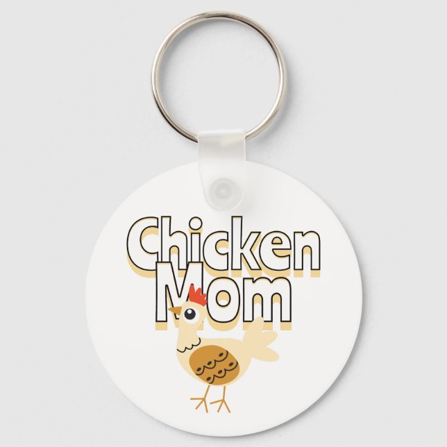 Funny Chicken Mum Personalised Key Ring (Front)