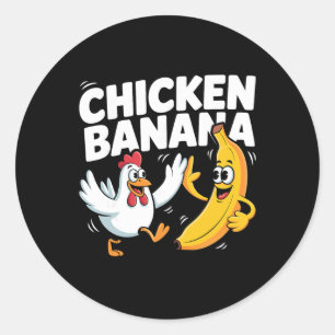 Funny Chicken Nana Dance Classic Round Sticker