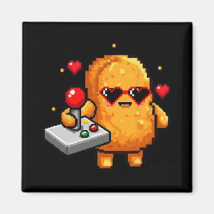 Funny Chicken Nugget Pixel Gamer Retro Video Game  Magnet