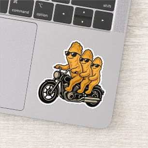 Funny Chicken Nuggets Riding a Motorcycle