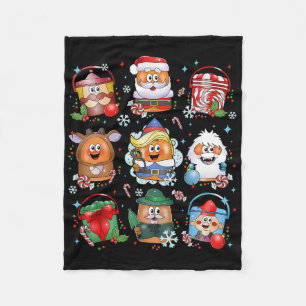 Funny Chicken Nuggets Santa Claus Reindeer Merry C Fleece Blanket
