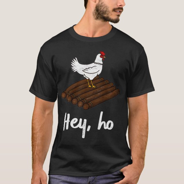 Funny Chicken On A Raft Country  Folk T-Shirt (Front)