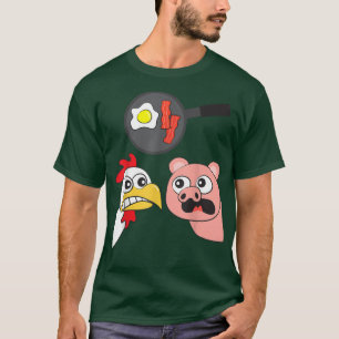 Funny Chicken Pig Animal Egg Bacon Cartoon T-Shirt