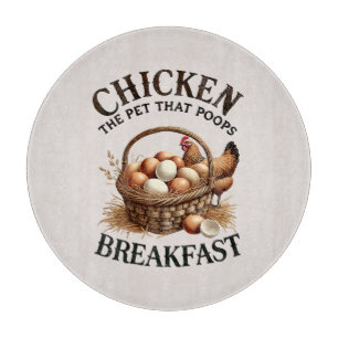 Funny chicken poop word art farm cutting board