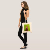 Funny Chicken Portrait on Green Tote Bag (Front (Model))