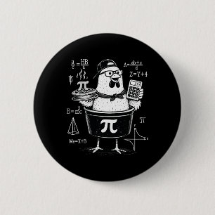 Funny Chicken Pot Holding Calculator Math Teacher  6 Cm Round Badge