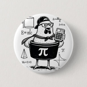 Funny Chicken Pot Holding Calculator Math Teacher  6 Cm Round Badge