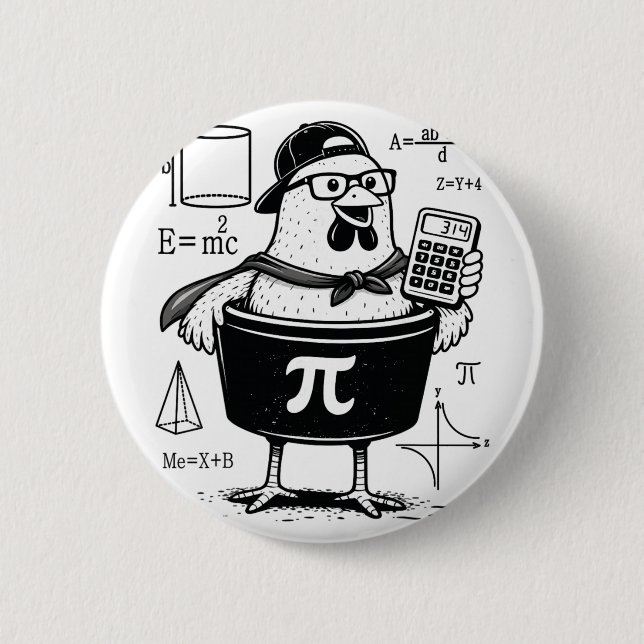 Funny Chicken Pot Holding Calculator Math Teacher  6 Cm Round Badge (Front)