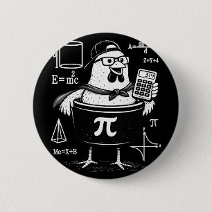 Funny Chicken Pot Holding Calculator Math Teacher  6 Cm Round Badge