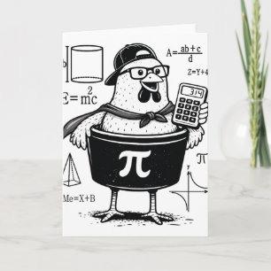 Funny Chicken Pot Holding Calculator Math Teacher  Card