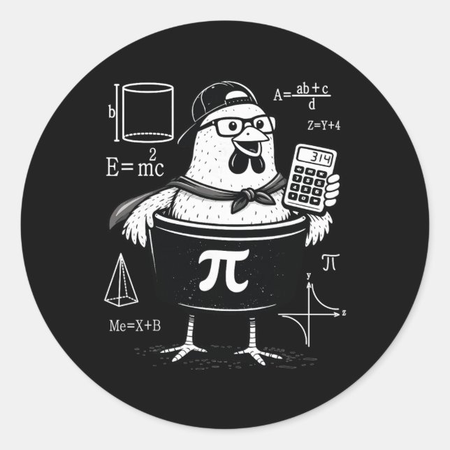 Funny Chicken Pot Holding Calculator Math Teacher  Classic Round Sticker (Front)