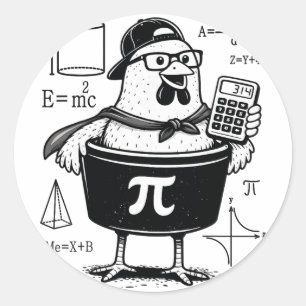Funny Chicken Pot Holding Calculator Math Teacher  Classic Round Sticker