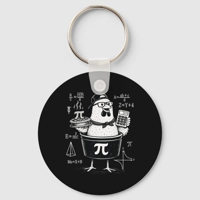 Funny Chicken Pot Holding Calculator Math Teacher  Key Ring (Front)