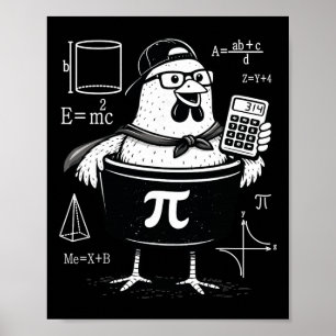 Funny Chicken Pot Holding Calculator Math Teacher Poster
