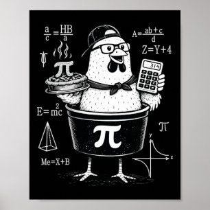 Funny Chicken Pot Holding Calculator Math Teacher Poster