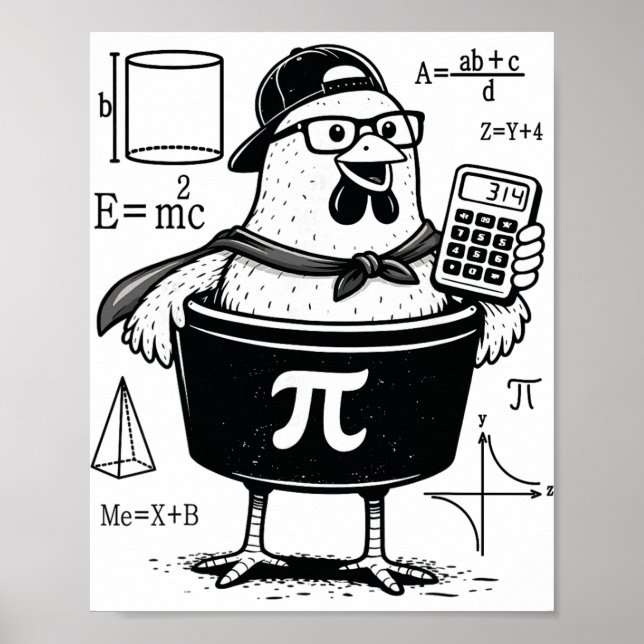 Funny Chicken Pot Holding Calculator Math Teacher  Poster (Front)