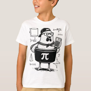 Funny Chicken Pot Holding Calculator Math Teacher  T-Shirt