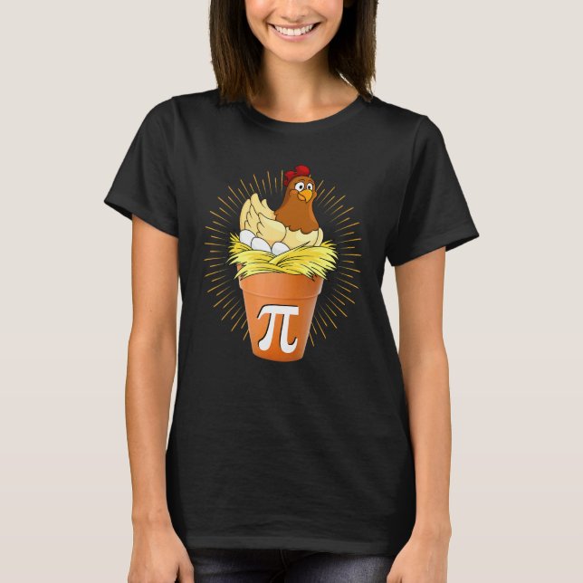 Funny Chicken Pot Pi Cool Math Teacher Pi Day T-Shirt (Front)